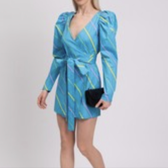 Rotate Stripe Wrap Dress - Picture 1 of 7